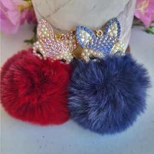 Bundle of two fox pom pom keychains